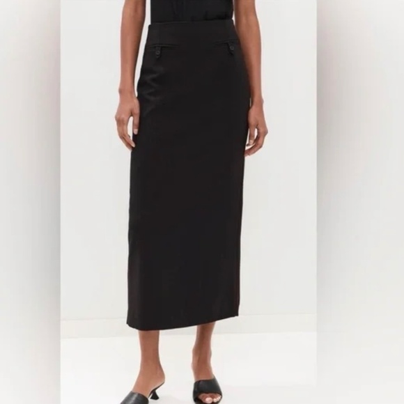 STAUD Dresses & Skirts - STAUD Smith Skirt Black Midi Column Pencil Skirt Size 6